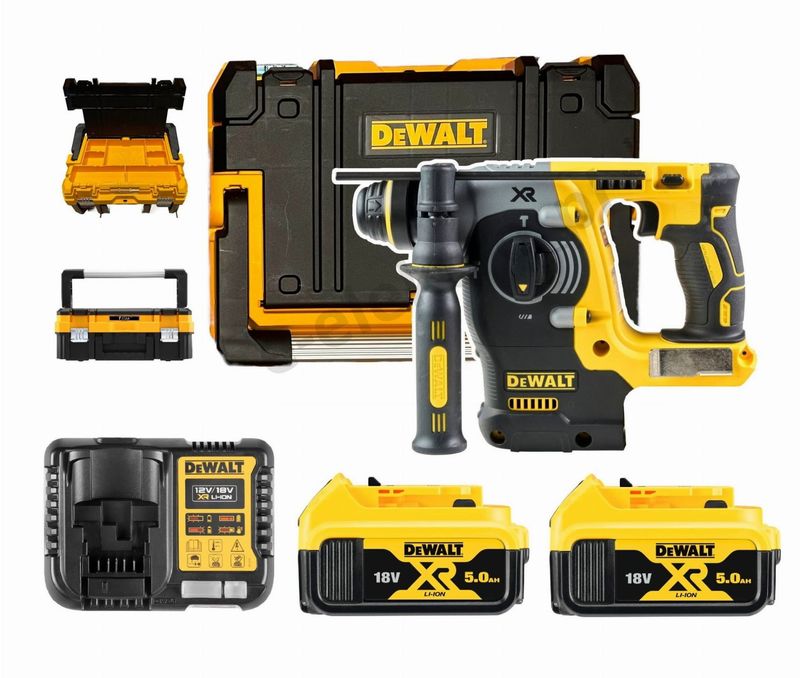 DeWalt Młotowiertarka 18V 2.1J 2x5Ah DCH273NT DCB1104 Walizka z organizerem