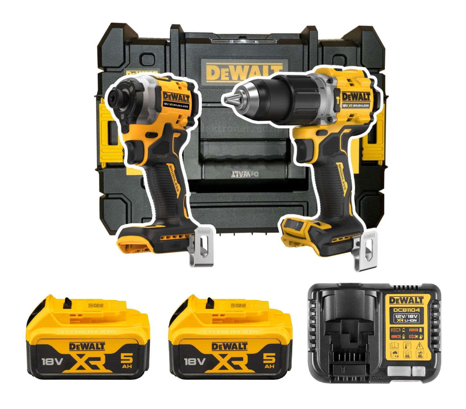 DeWalt Zestaw elektronarzędzi 18V DCD805 DCF850 2x5Ah DCk2050P2T