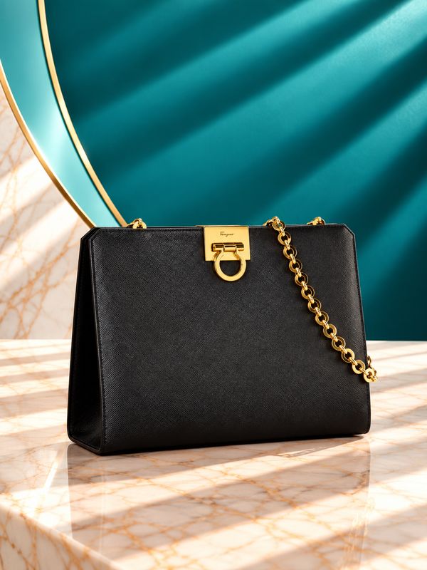 Salvatore Ferragamo Smooth Leather Gancini Flap Chain Bag