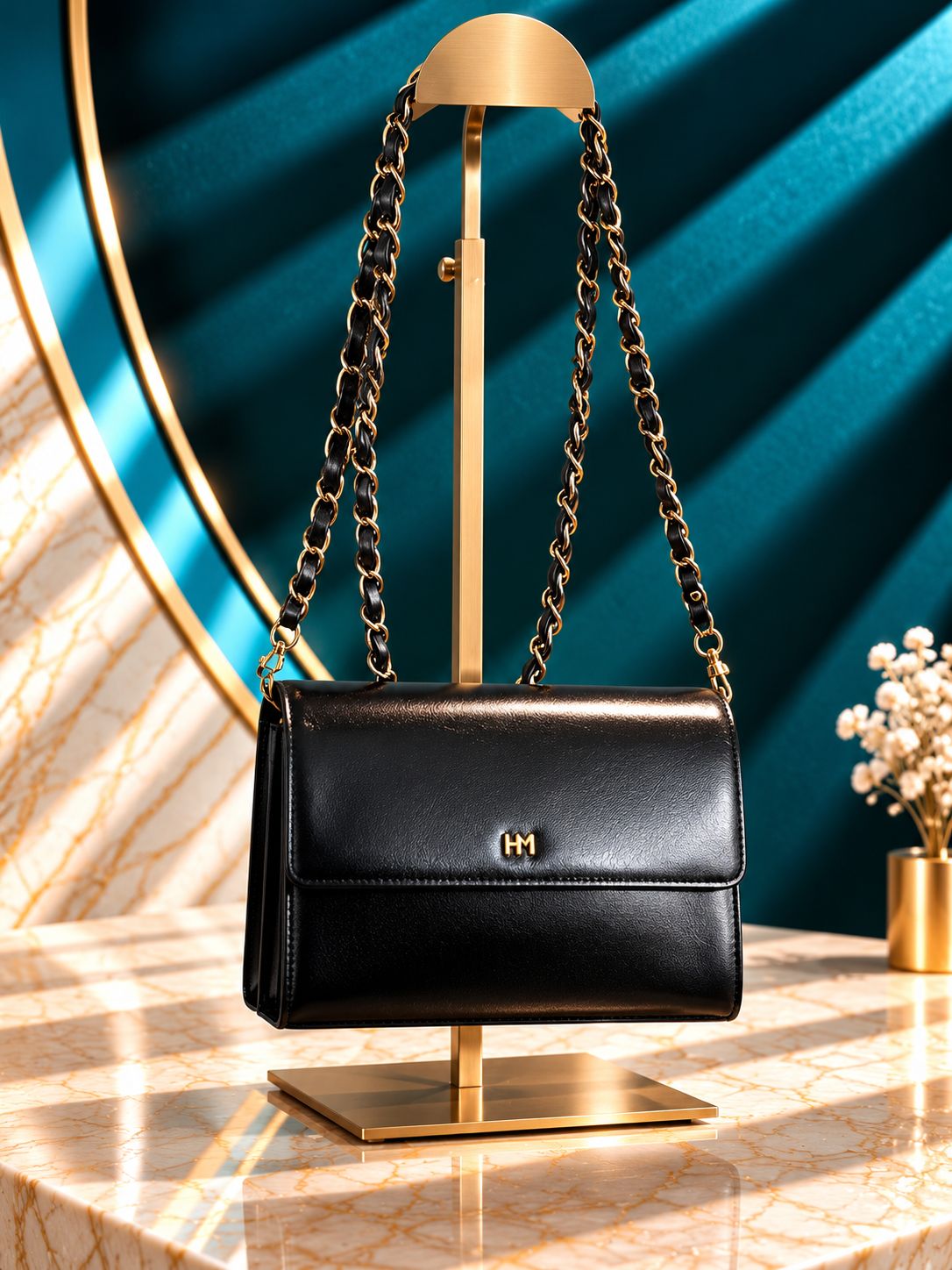 Hanae Mori Leather Chain Shoulder Bag - Vintage