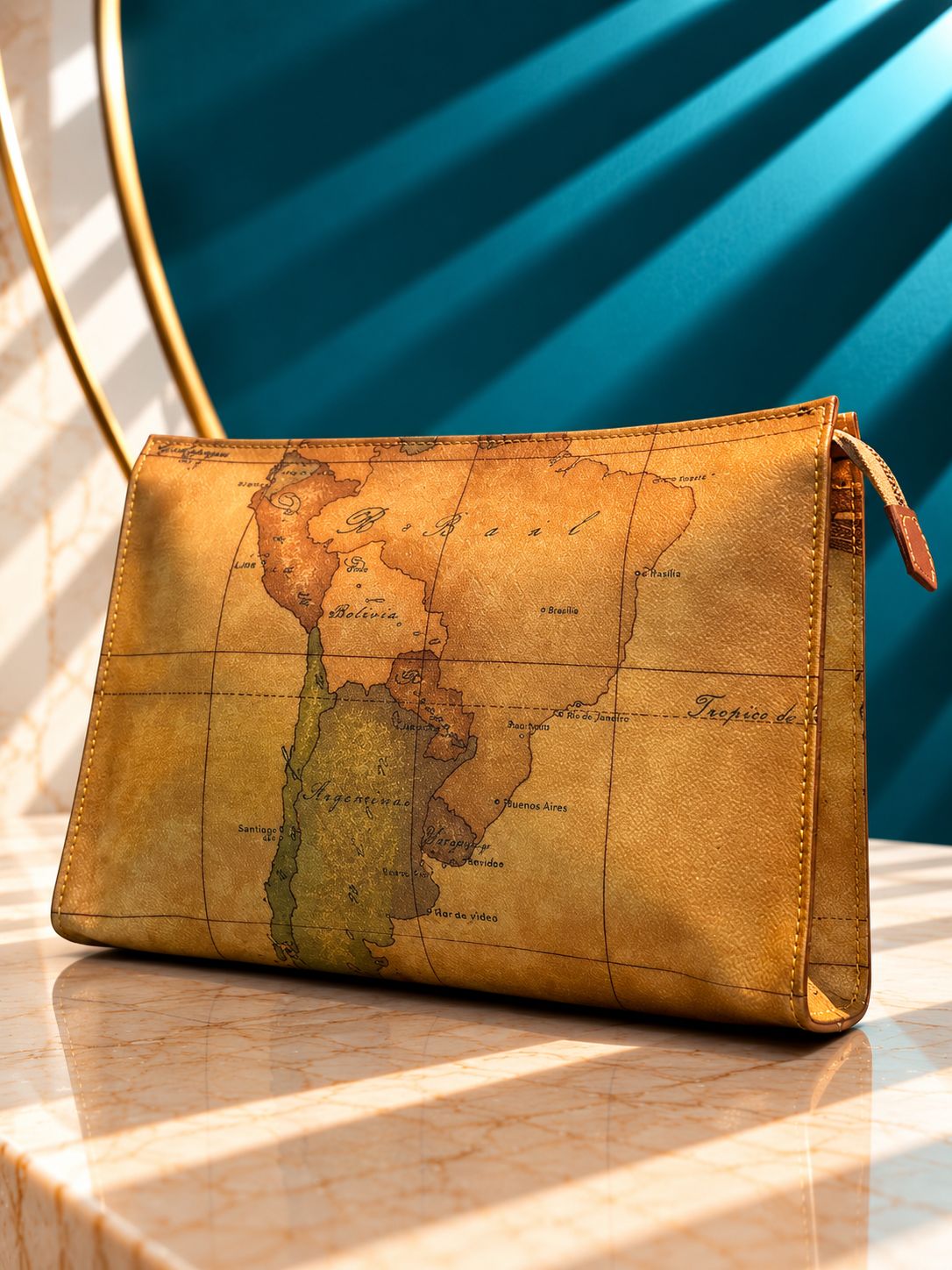 Alviero Martini Geo Map Print Clutch - Vintage Alviero Martini Geo Map Print Clutch - Vintage