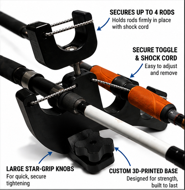 Pro Series Stealth Mount Kayak Rod Holder – Low-Profile Heavy-Duty Flush Track Mount