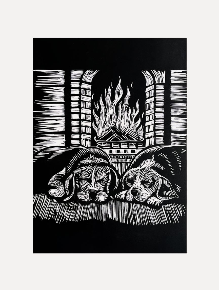 Hairys Snoozling by the Fire