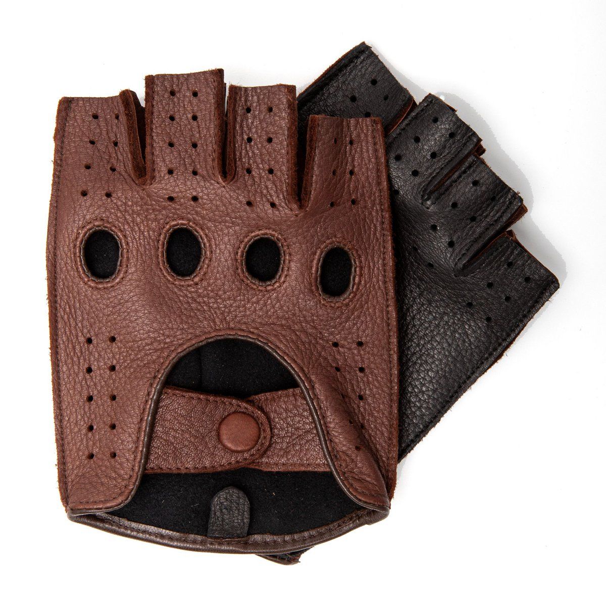 Aus Hirschleder: Fingerlose klassische Fahrer-Handschuhe