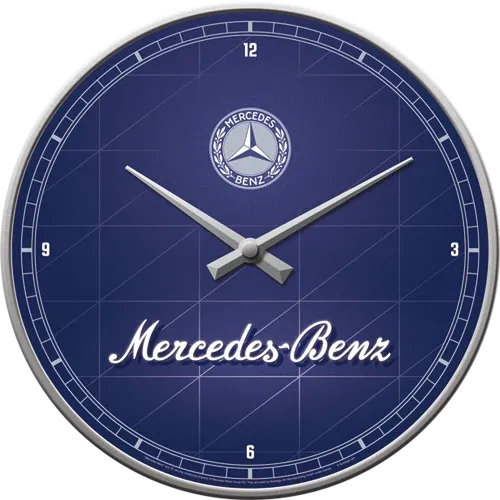 Retro-Wanduhr Mercedes-Benz "Silver&amp;Blue", Durchmesser 31,5 cm