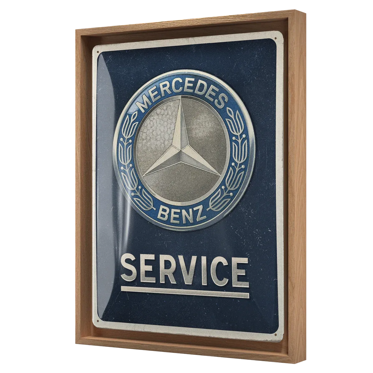Retro-Bilderrahmen Mercedes "Service Emblem Blue", 33,5 cm x 44 cm