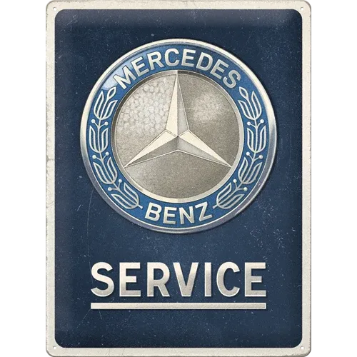 Retro-Blechschild Mercedes-Benz, "Service", 30 cm x 40 cm