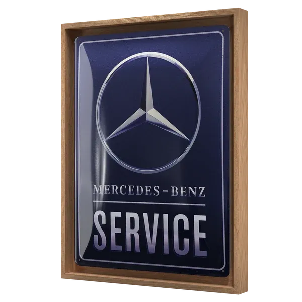 Retro-Bilderrahmen Mercedes-Benz "Service Emblem Blue S", 33,5 cm x 44 cm