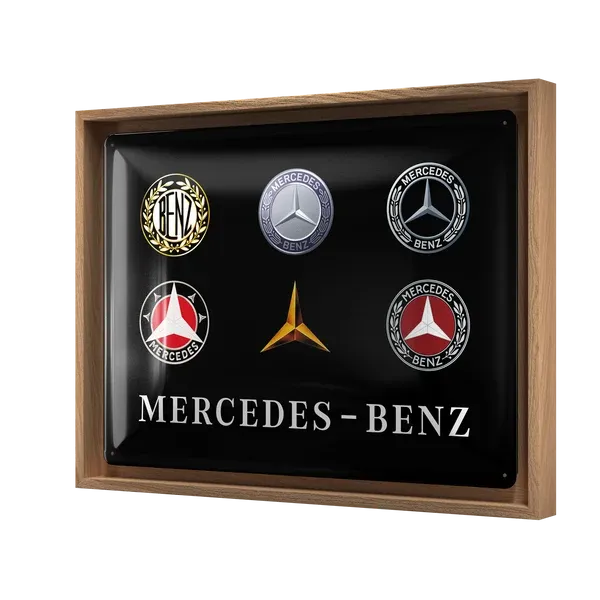 Retro-Bilderrahmen Mercedes-Benz "Logo-Evolution", 44 cm x 33,5 cm