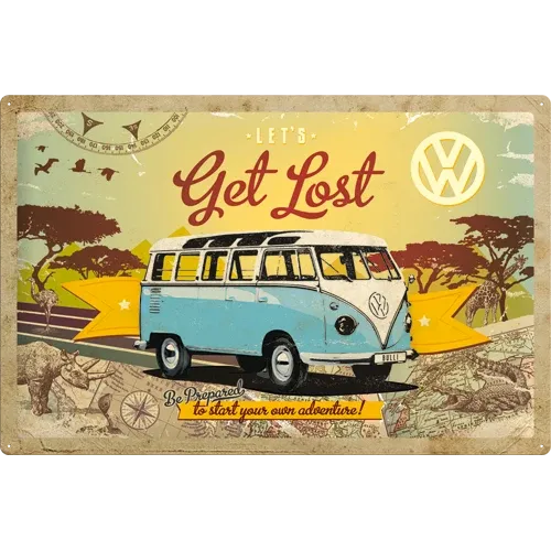 Retro-Blechschild Volkswagen VW Bulli "Get Lost", 60 cm x 40 cm