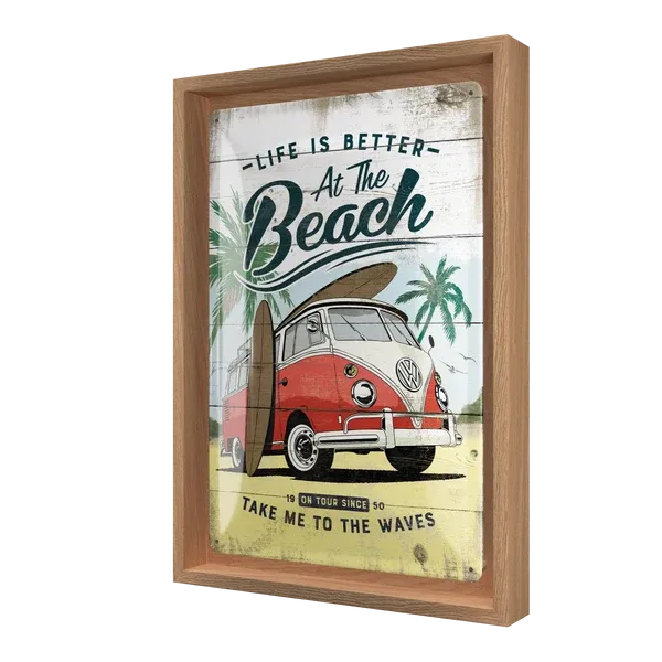 Retro-Bilderrahmen Volkswagen VW Bulli  "Beach", 24 cm x 33,5 cm