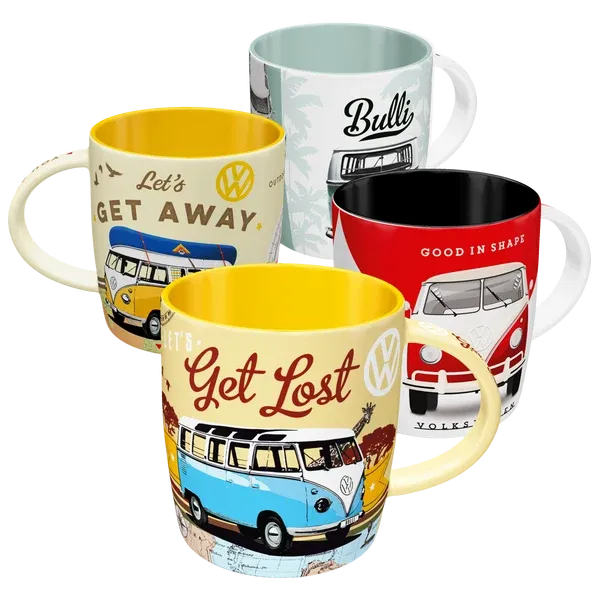 Retro-Tassen Volkswagen VW Bulli "Roadtrip", 4er-Set
