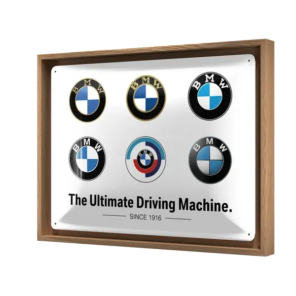 Retro-Bilderrahmen BMW "Logo Evolution", 44 cm x 33,5 cm