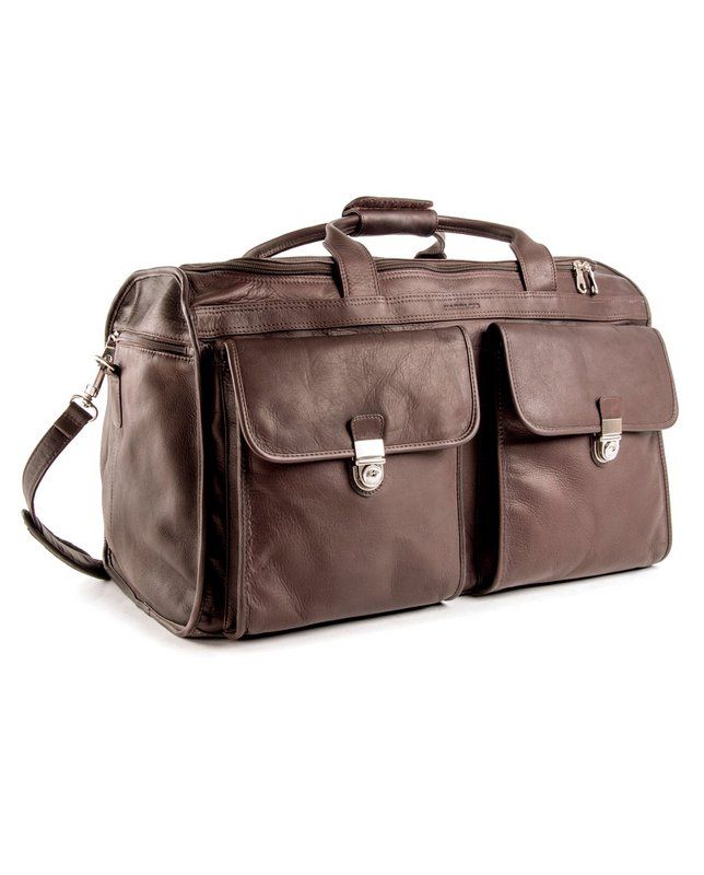 Aus echtem Leder: Retro-Travelbag "Country" mit Schultergurt und Reißverschluss