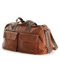Aus echtem Leder: Retro-Travelbag "Lane Large" mit Schultergurt und Reißverschluss