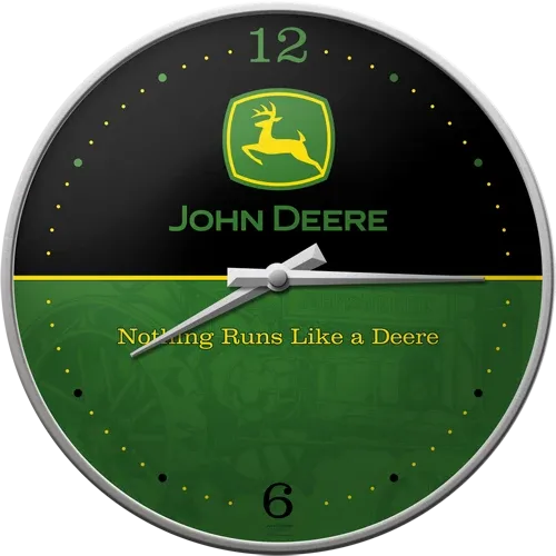 Retro-Wanduhr John Deere "Black &amp; Green", Durchmesser 31,5 cm