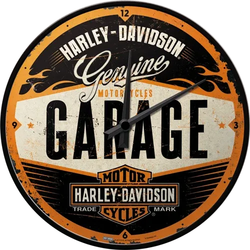Retro-Wanduhr Harley-Davidson "Garage", Durchmesser 31,5 cm