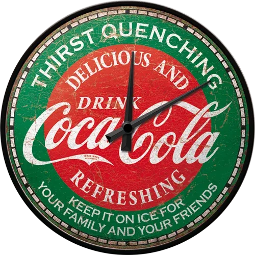 Retro-Wanduhr Coca Cola "Green", Durchmesser 31,5 cm