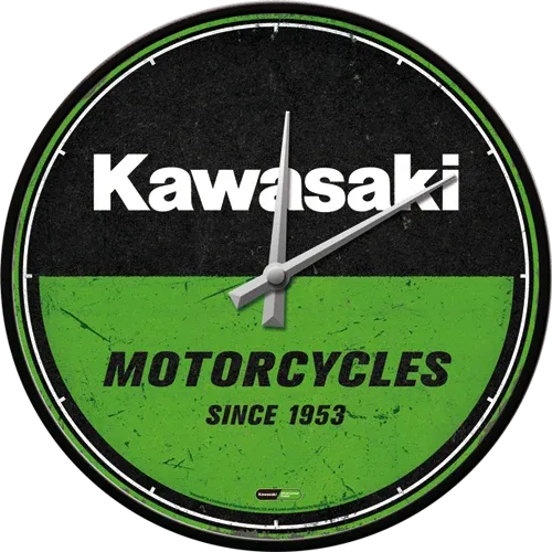 Retro-Wanduhr Kawasaki "Motorcycles", Durchmesser 31,5 cm