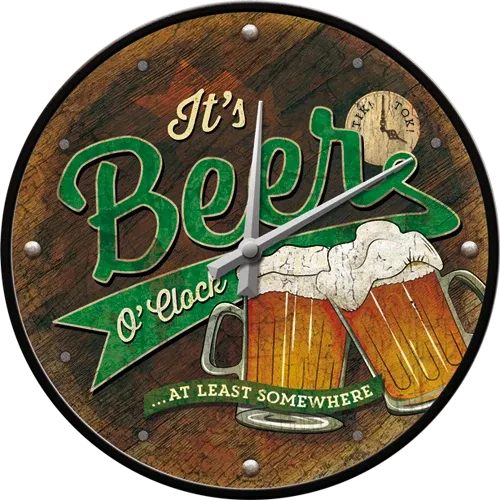Retro-Wanduhr Open Bar "Beer", Durchmesser 31,5 cm