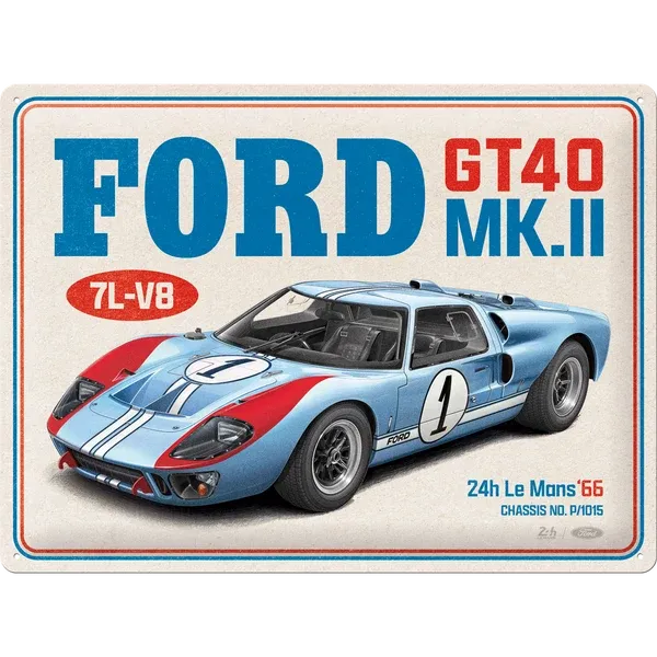 Retro-Blechschild Ford "GT40 MK II", 40 cm x 30 cm
