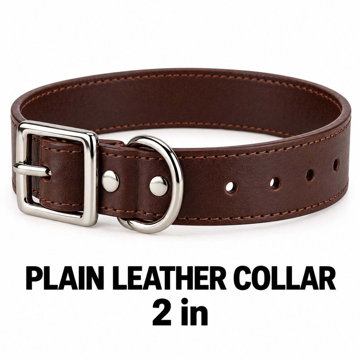 2 in Plain Leather Collar