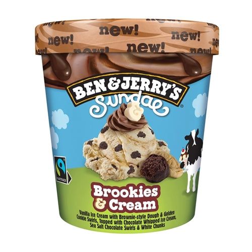 Ben &amp; Jerry's Sundae Ice Cream Tub Brookies &amp; Cream (427ml)