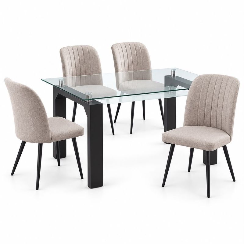 CONJUNTO mesa de cristal y cuatro sillas