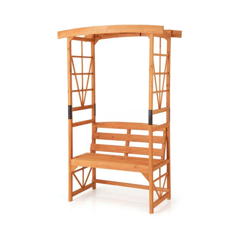 48-Inch Fir Wood Garden Arbor with Bench — bench and trellis structure