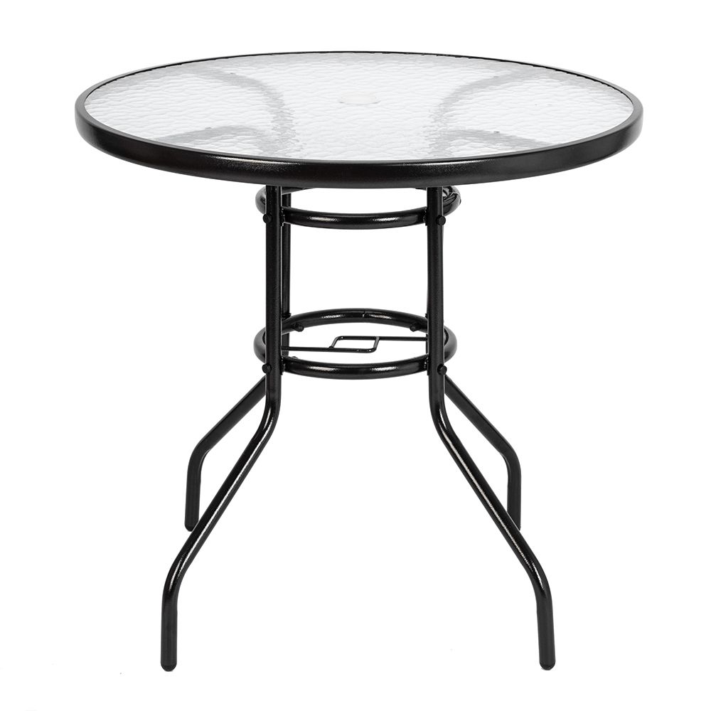 31.5-Inch Round Glass Patio Table — round patio table