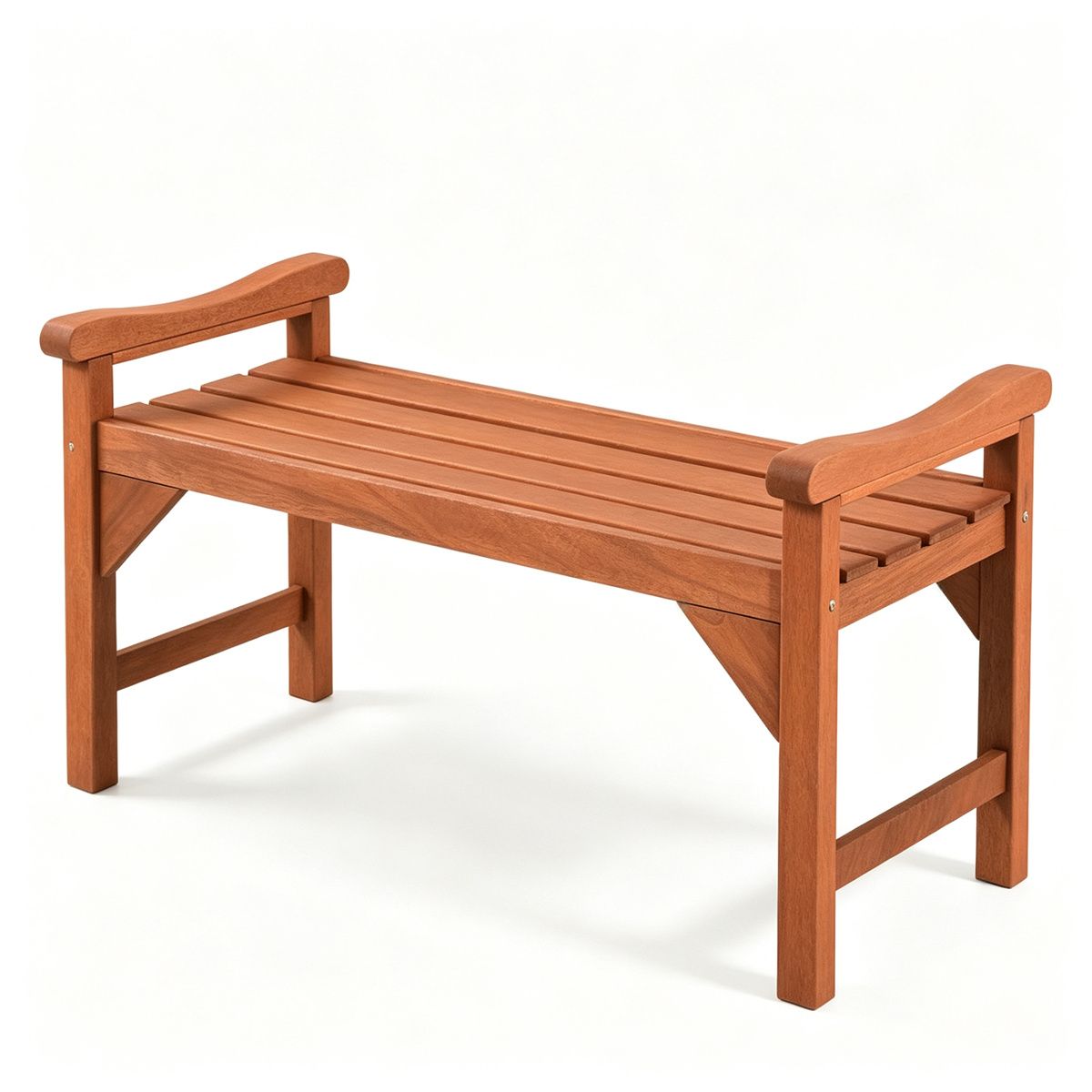40-Inch Natural Wood Slatted Garden Bench — backless bench front view