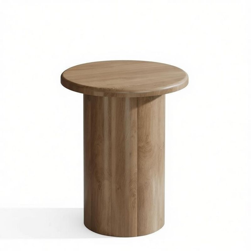 20-Inch Round Wood-Look Pedestal Side Table — pedestal side table