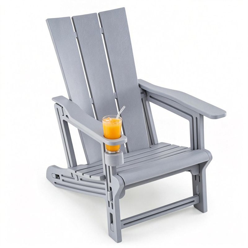 Gray HDPE Adirondack Chair with Cup Holder — chair and cup holder