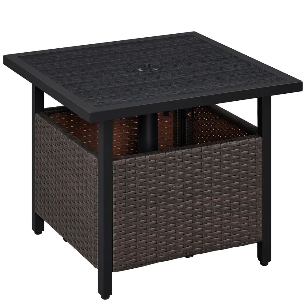 22-Inch Wicker-Style Umbrella Side Table — square side table