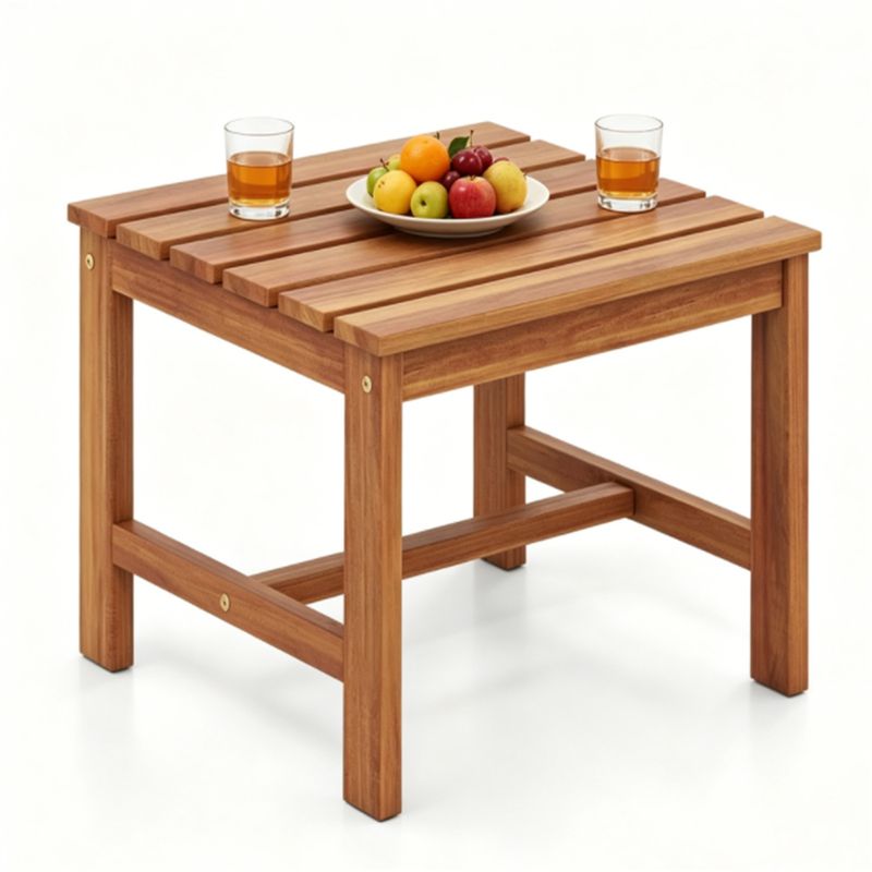 17-Inch Acacia Wood Patio Side Table — side table front view