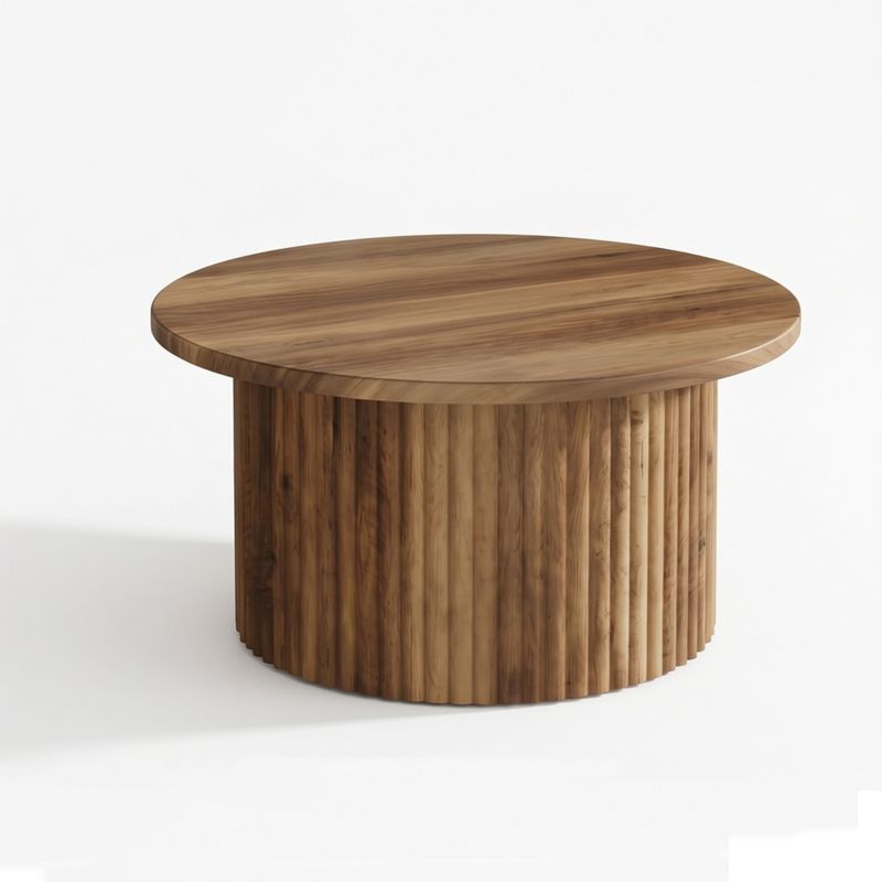 31.5-Inch Round Fluted Pedestal Coffee Table — fluted pedestal and round top