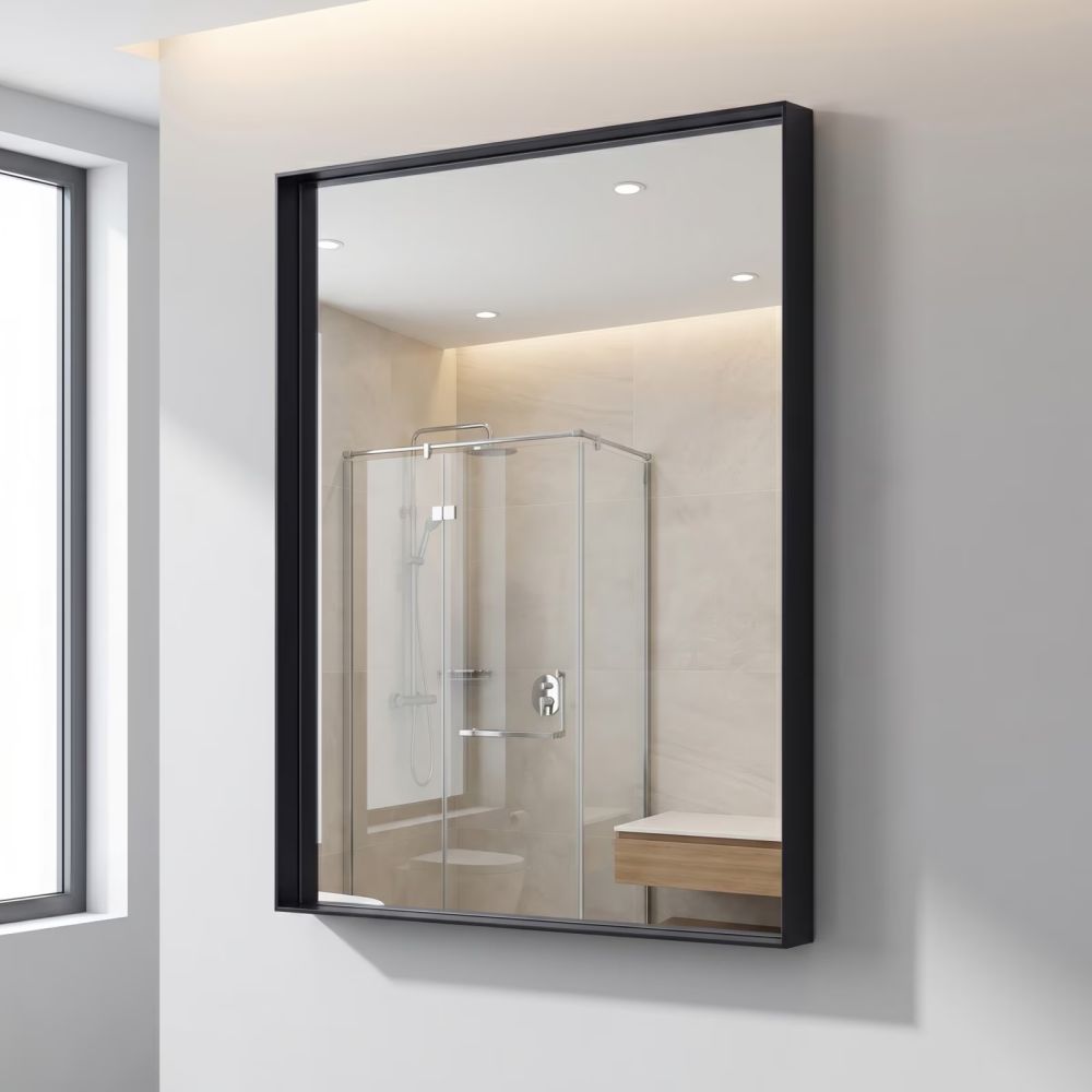 32 x 40-Inch Black Deep-Frame Wall Mirror — deep rectangular frame