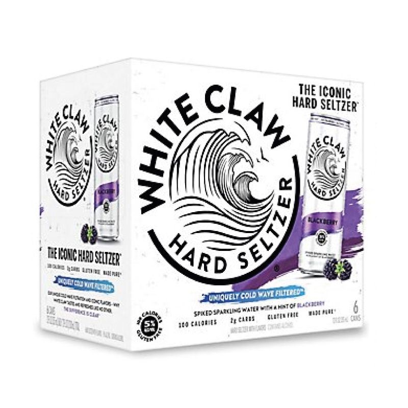 WHITE CLAW Black Berry Seltzer 6 Pack 12 oz Cans