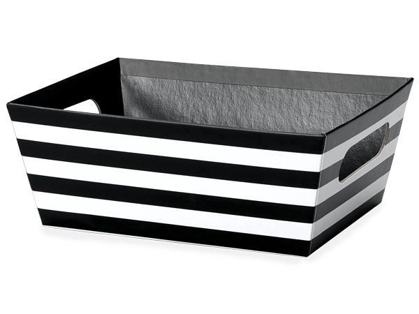 BLACK &amp; WHITE Stripes X Large Wide Base Market Tray (D*)