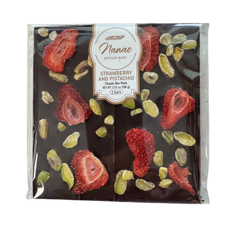 NANAO Chocolate Bar Strawberry Pistachios 4.25Oz