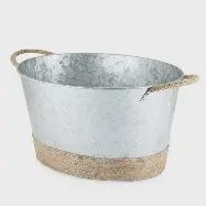 TWINE JUTE Rope Wrapped Galvanized Tub Ref 5592