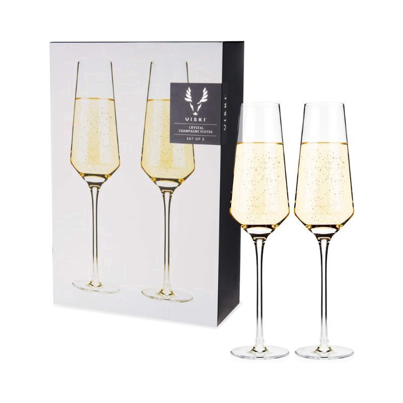 VISKI Crystal Angled Champagne Flutes 2Pk