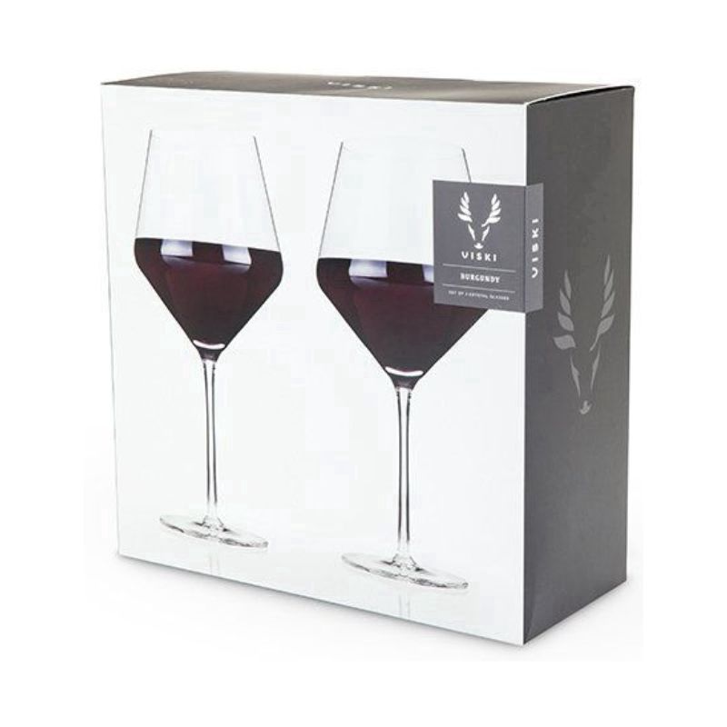 VISKI Crystal Angled Burgundy Glasses 2Pk