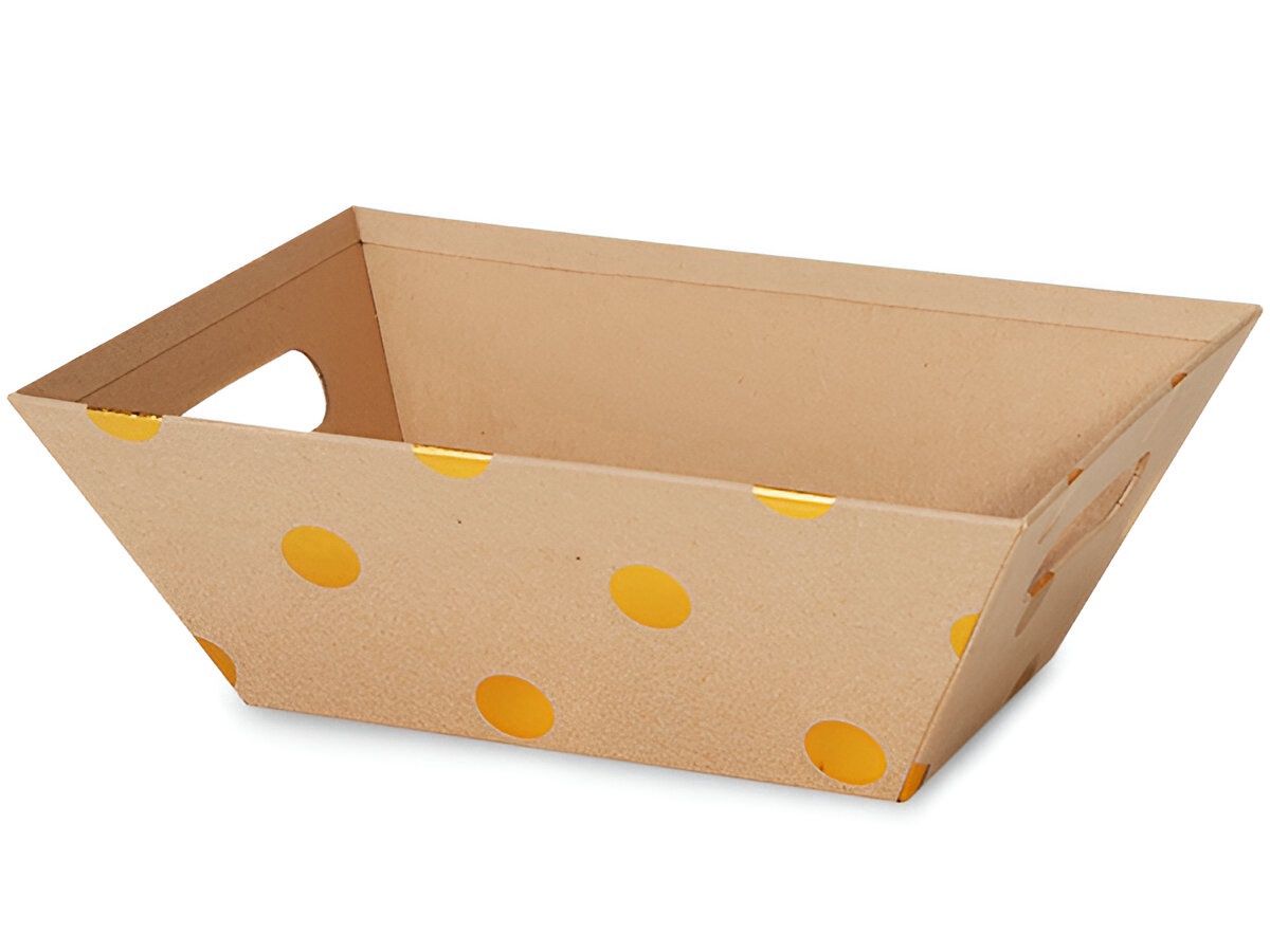 KRAFT Gold Metallic Dots Market Tray (D*)