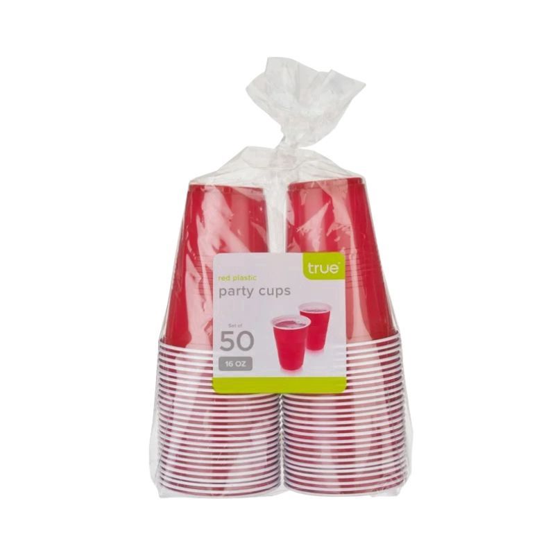 TRUE Red Plastic Cup 16 Oz 50 Pack