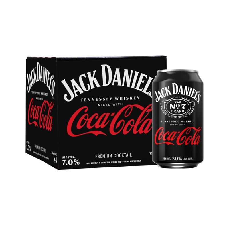 JACK DANIELS Whiskey &amp; Coca Cola 4 Pack 12 oz