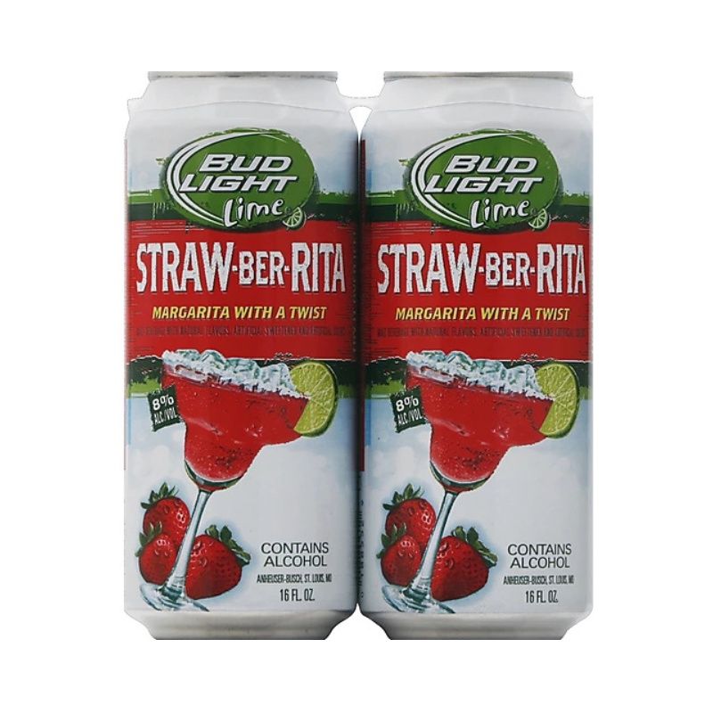 BUD LIGHT Straw Ber Rita 4 Pack 16 oz Cans