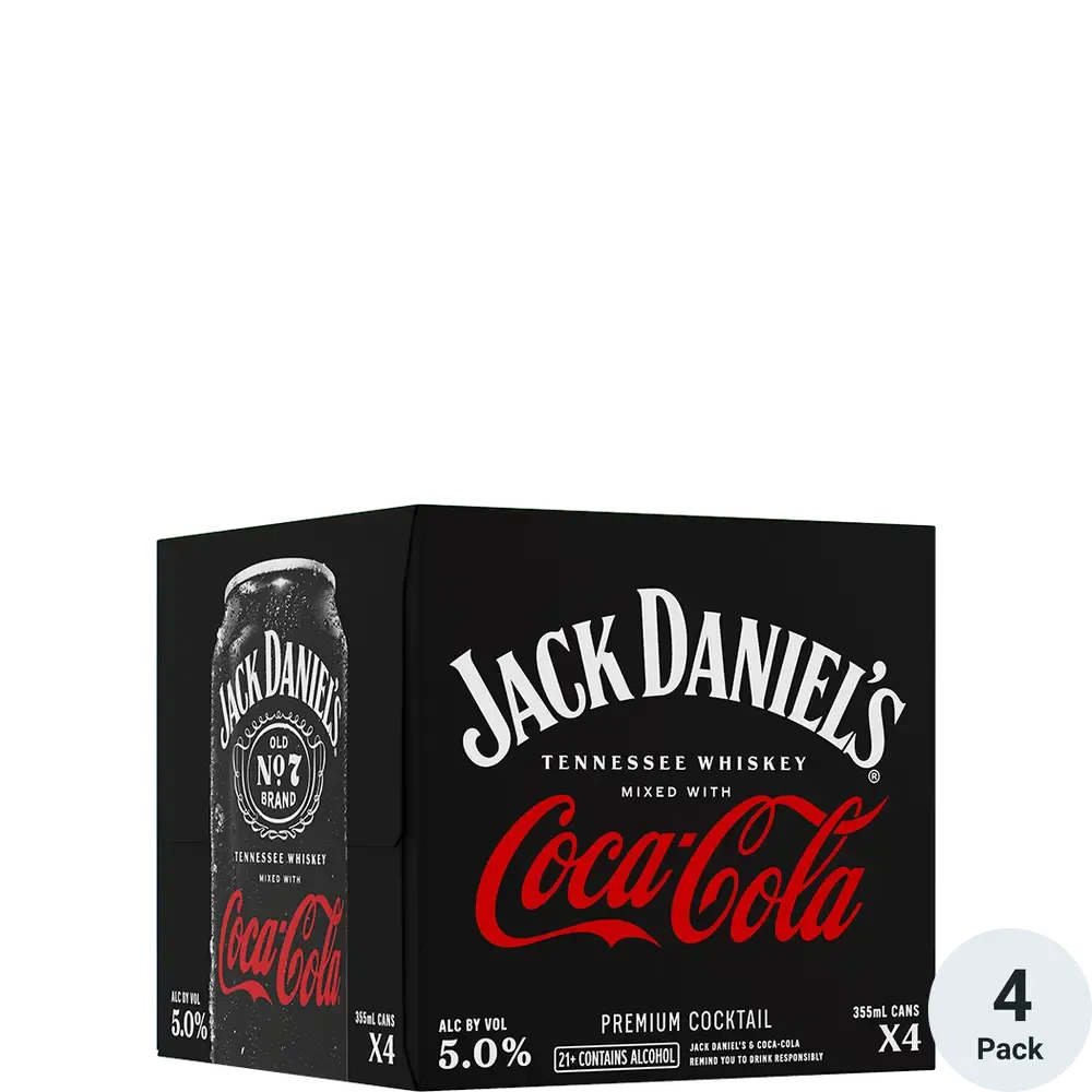 JACK DANIEL'S AND COKE 10 Proof Cocktail 4pk