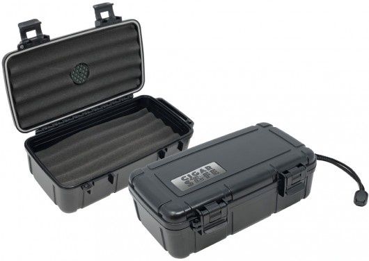 10CT BLACK PLASTIC TRAVEL HUMIDOR