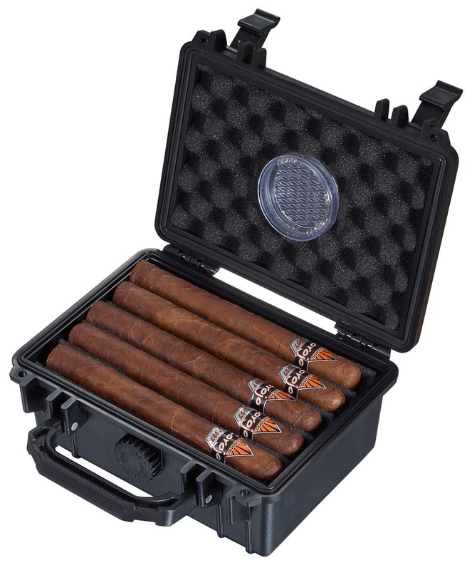 5 CT BLACK PLASTIC TRAVEL HUMIDOR